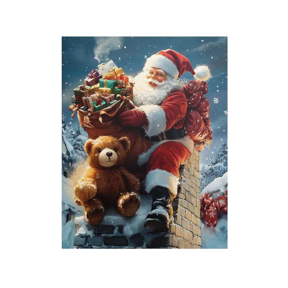 Vintage Santa Claus Unframed Canvas Wall Art  16" X 20"